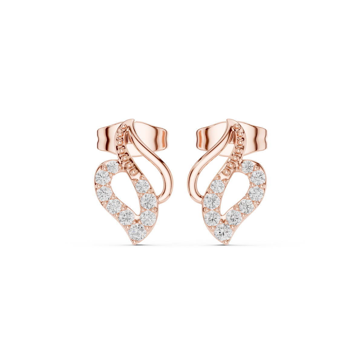 Elira Sculpted Diamond Leaf Studs
