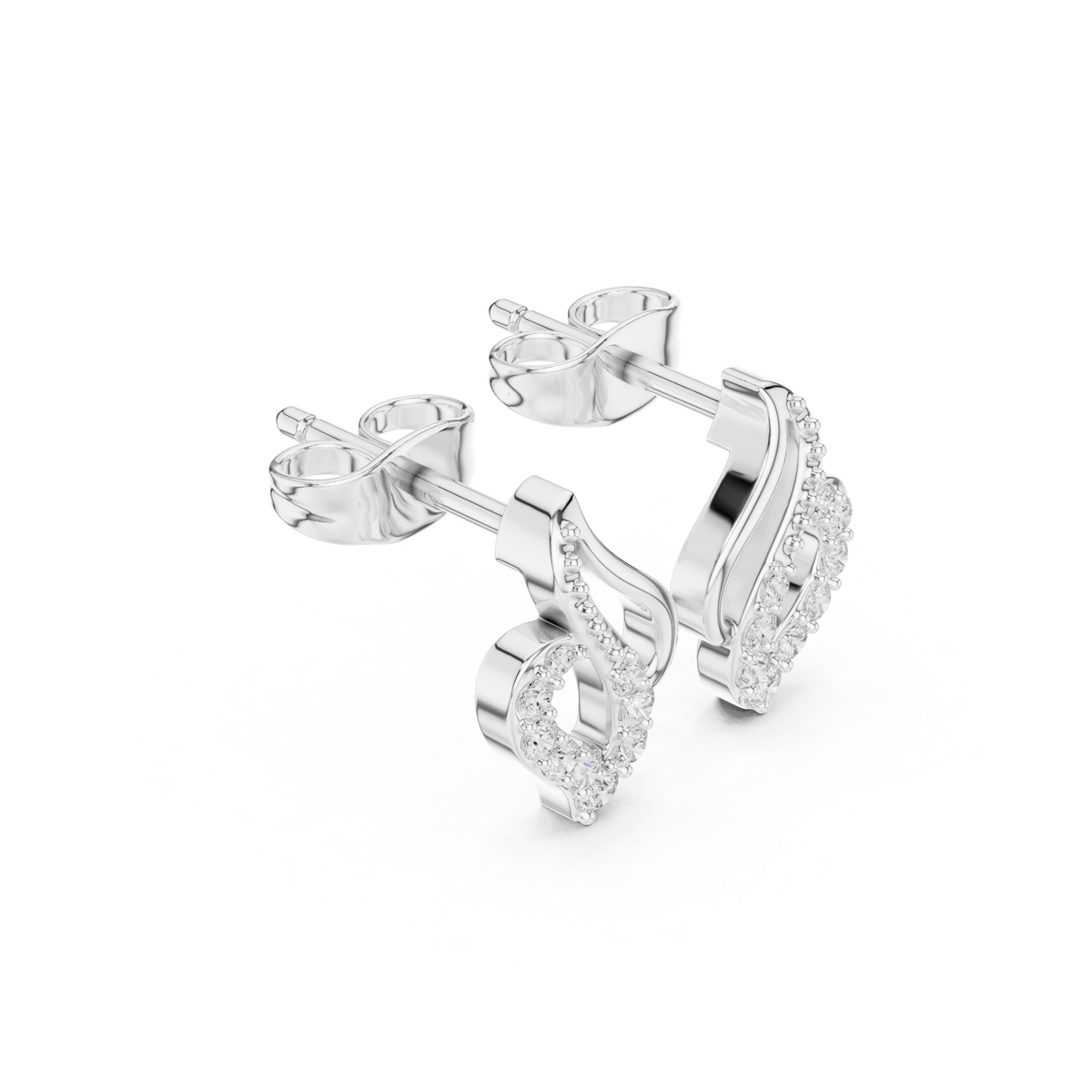 Elira Sculpted Diamond Leaf Studs