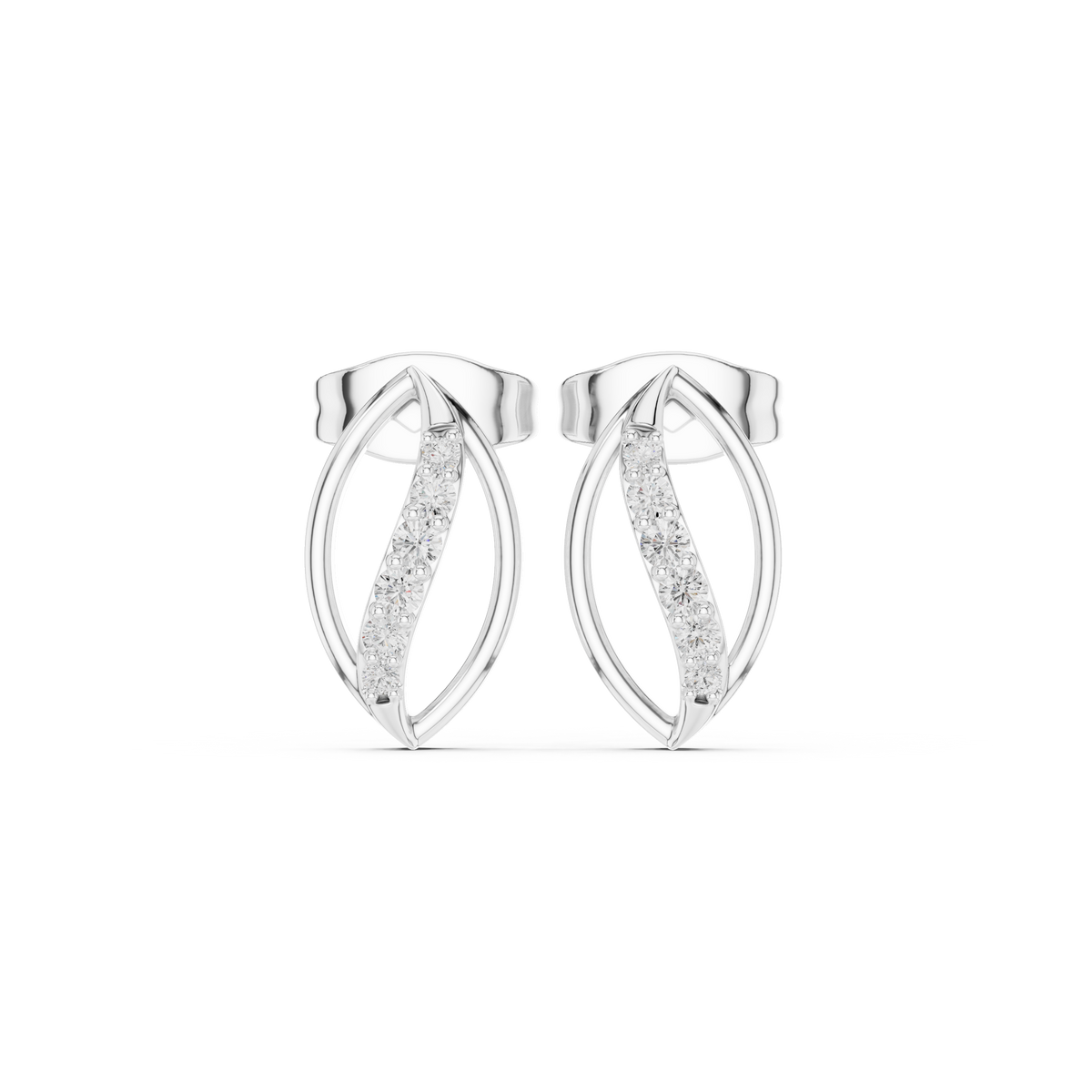 Nature's Vein Moissanite Stud Earrings in 925 Sterling Silver