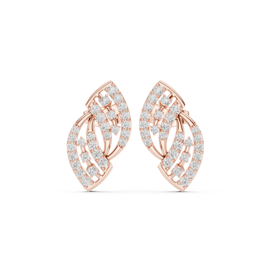 Elvaira Diamond Interwoven Leaf Studs