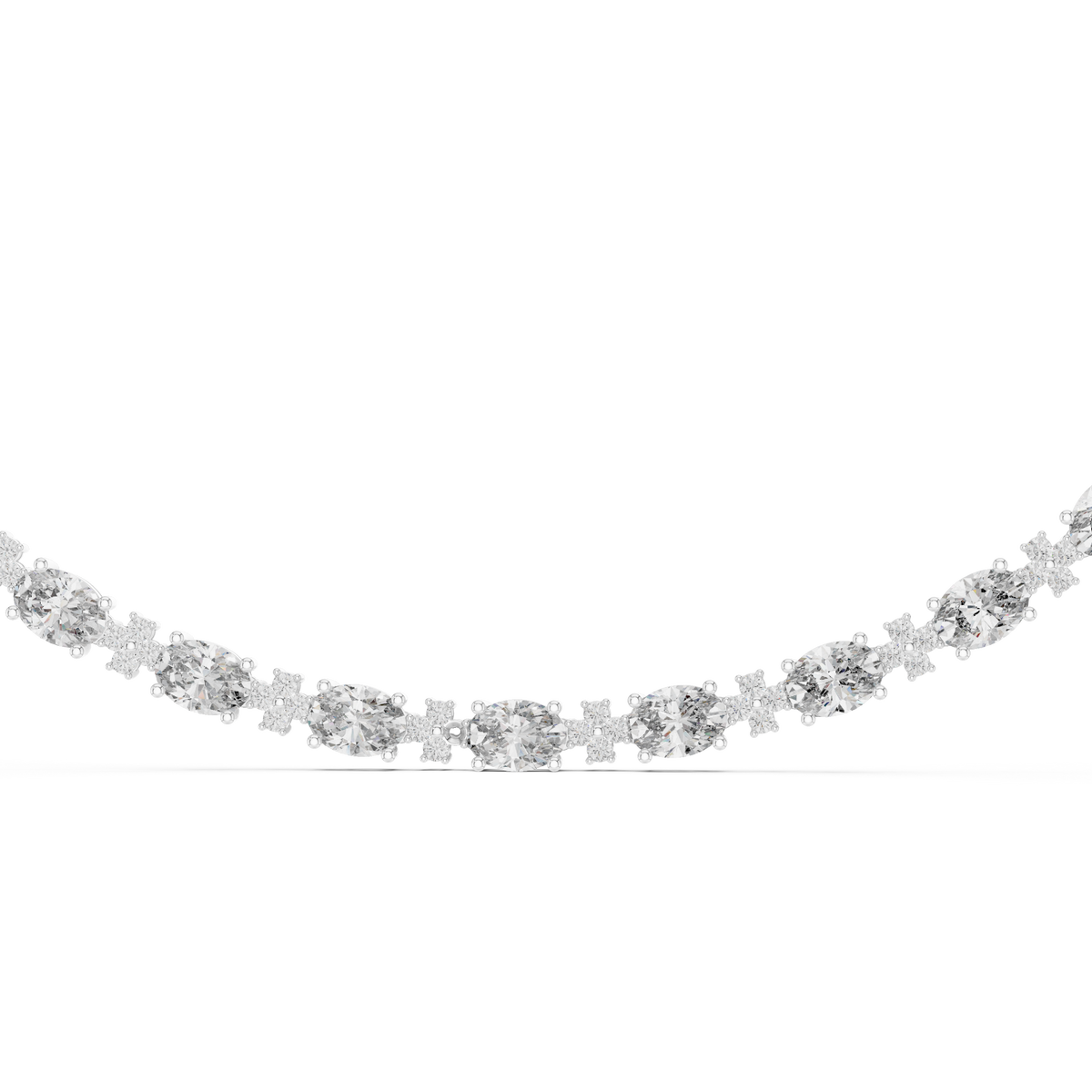 Avelora Oval Diamond Floral Necklace