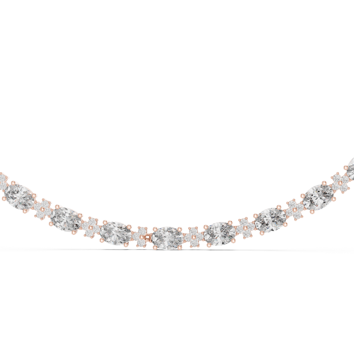 Avelora Oval Diamond Floral Necklace
