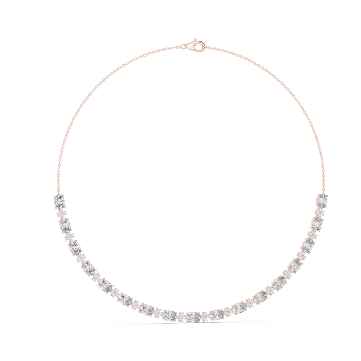 Avelora Oval Diamond Floral Necklace