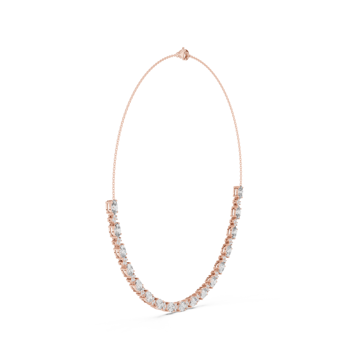 Avelora Oval Diamond Floral Necklace