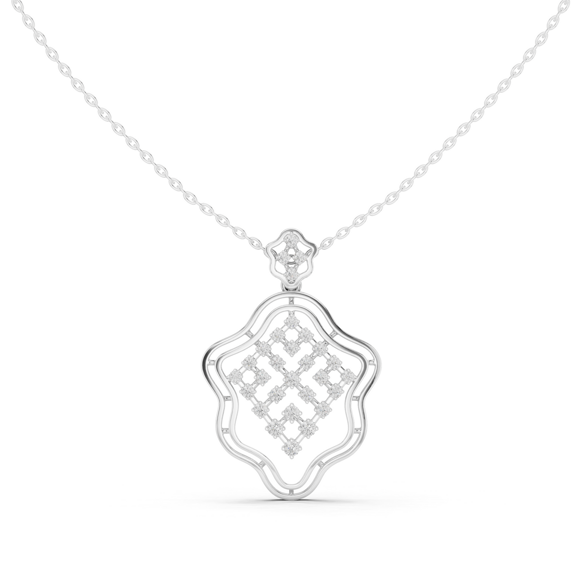 Ornate Lattice Floral Frame Pendant