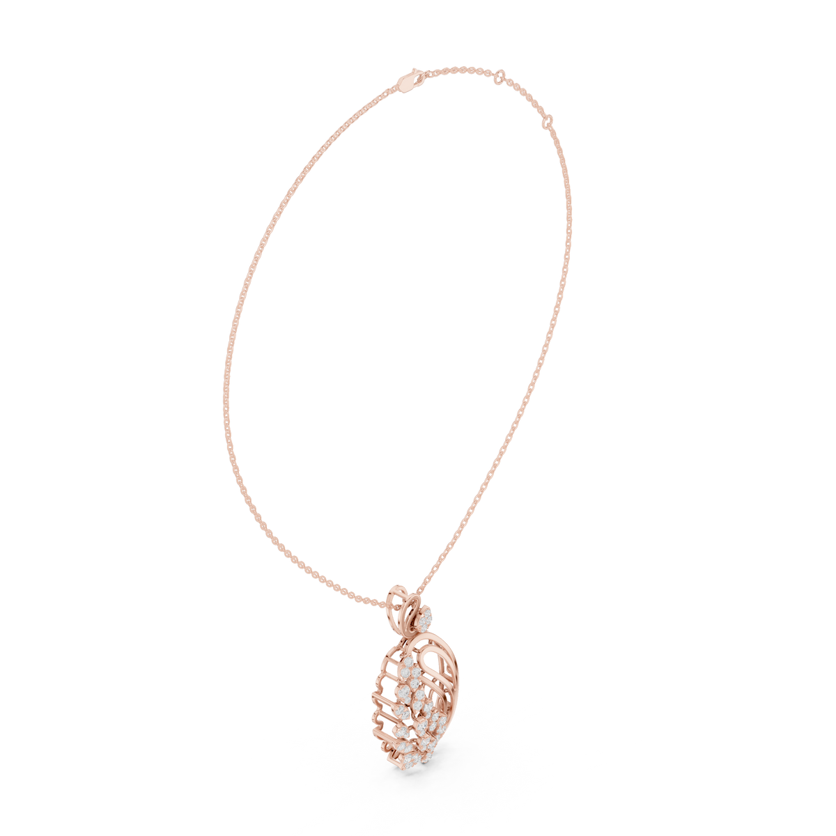 Elegant Peacock Feather Diamond Pendant