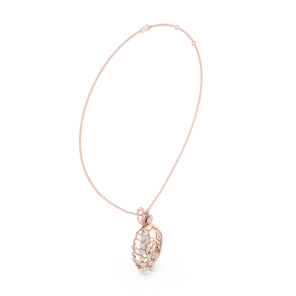 Elegant Peacock Feather Diamond Pendant