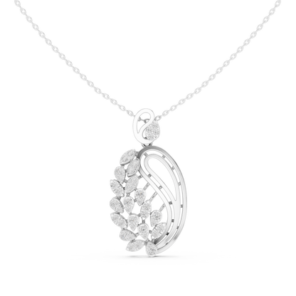 Elegant Peacock Feather Diamond Pendant