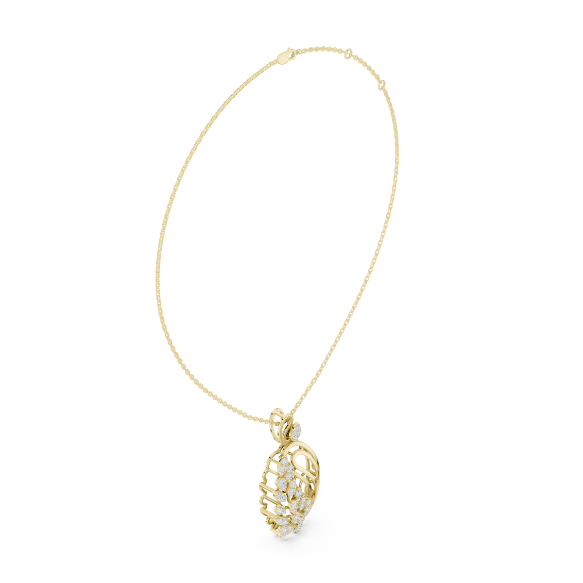 Elegant Peacock Feather Diamond Pendant