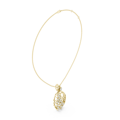 Elegant Peacock Feather Diamond Pendant