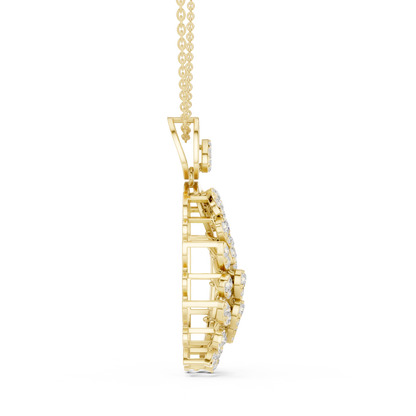 Elegant Peacock Feather Diamond Pendant
