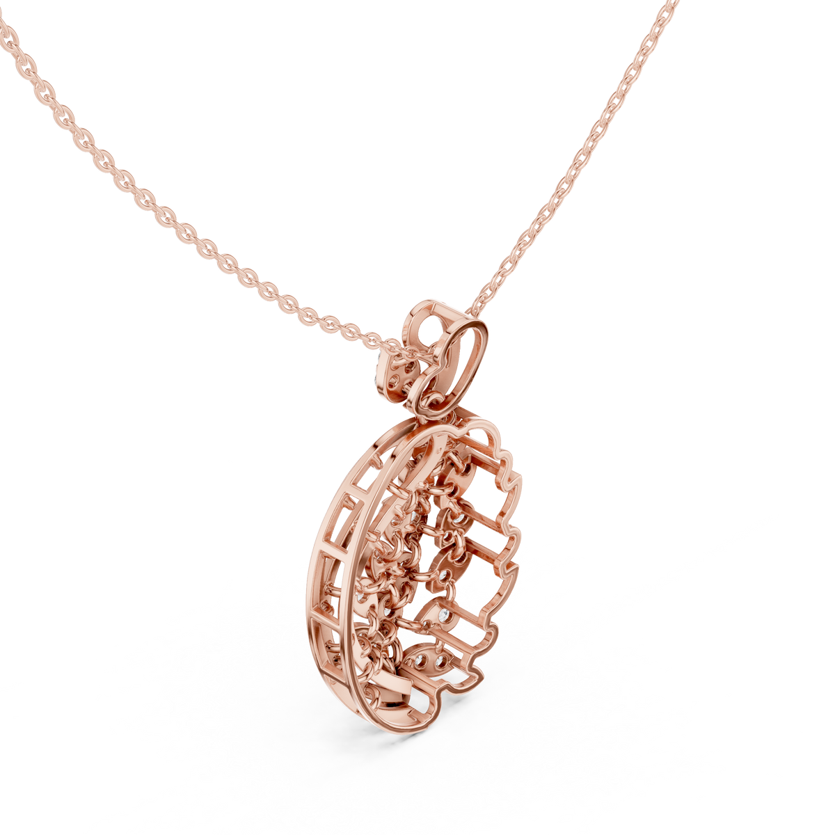 Elegant Peacock Feather Diamond Pendant