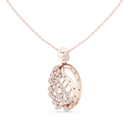 Elegant Peacock Feather Diamond Pendant