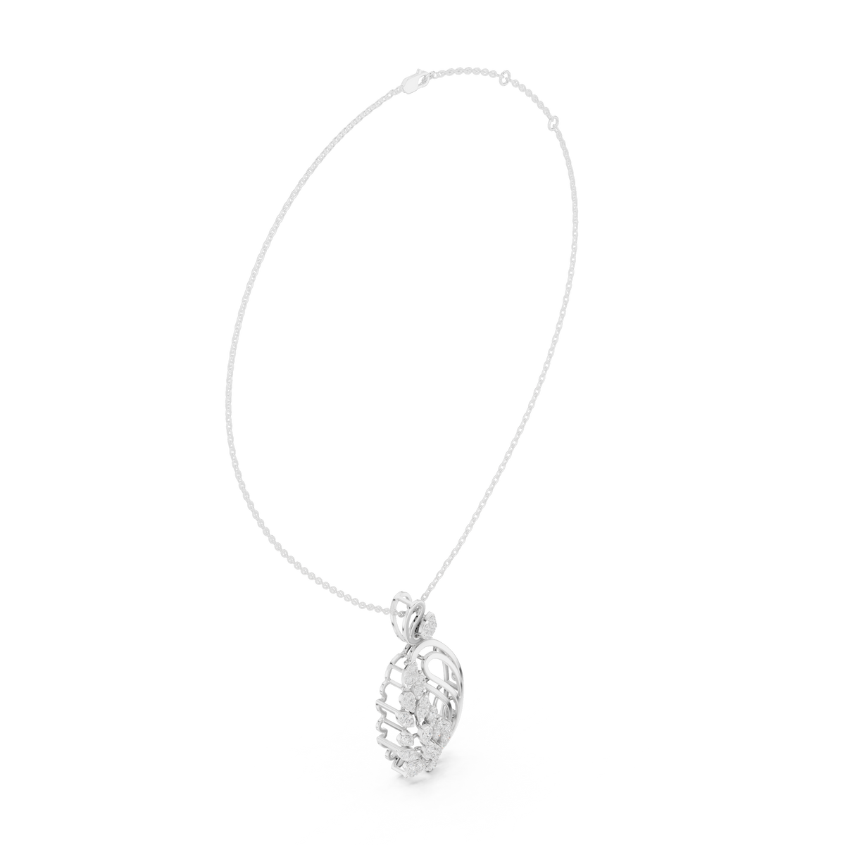 Elegant Peacock Feather Diamond Pendant