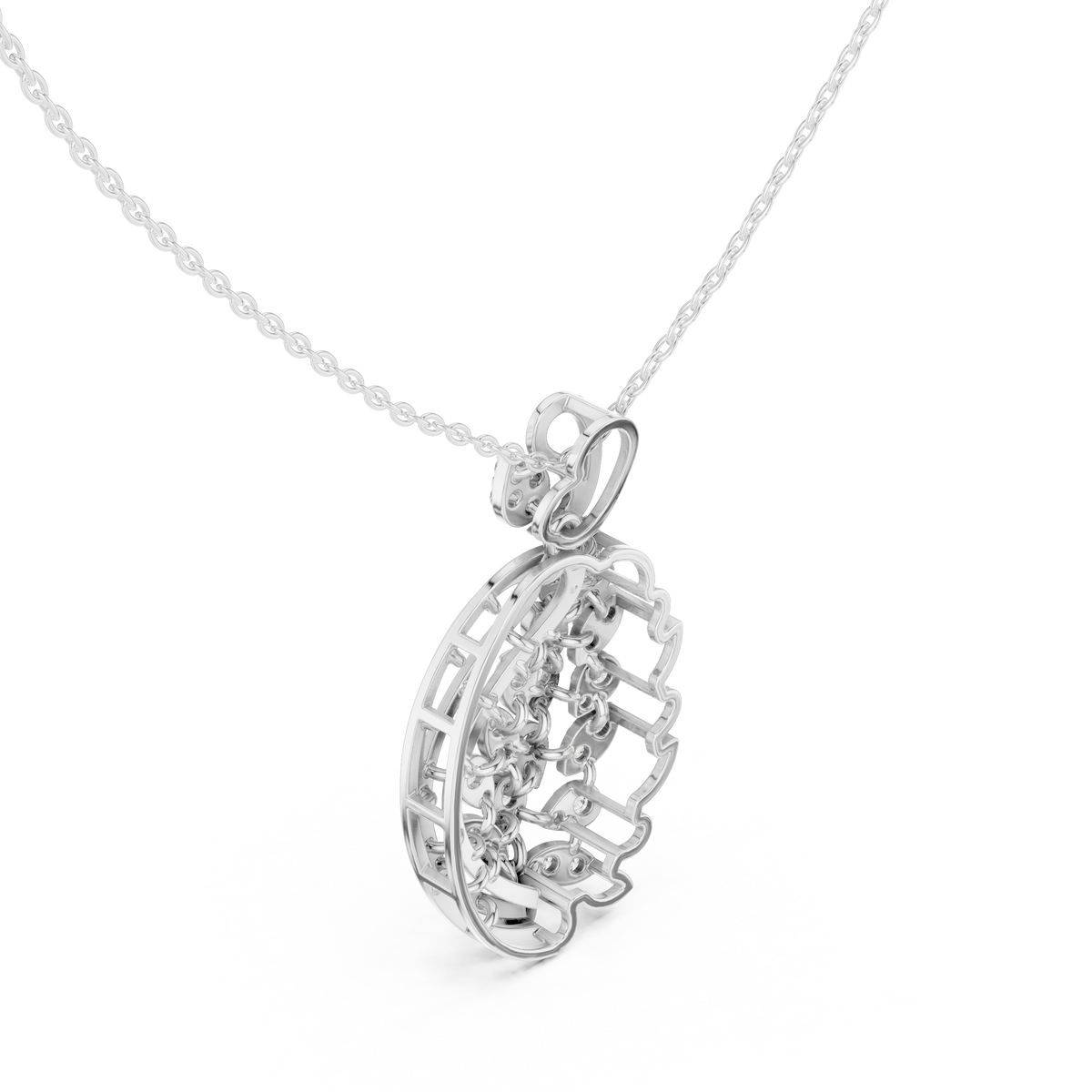 Elegant Peacock Feather Diamond Pendant