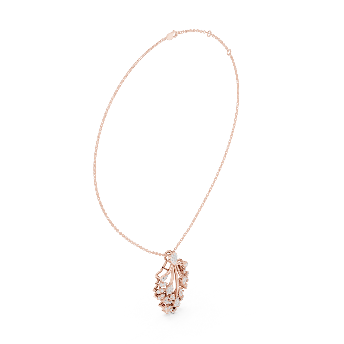 Elegant Floral Cascade Diamond Pendant