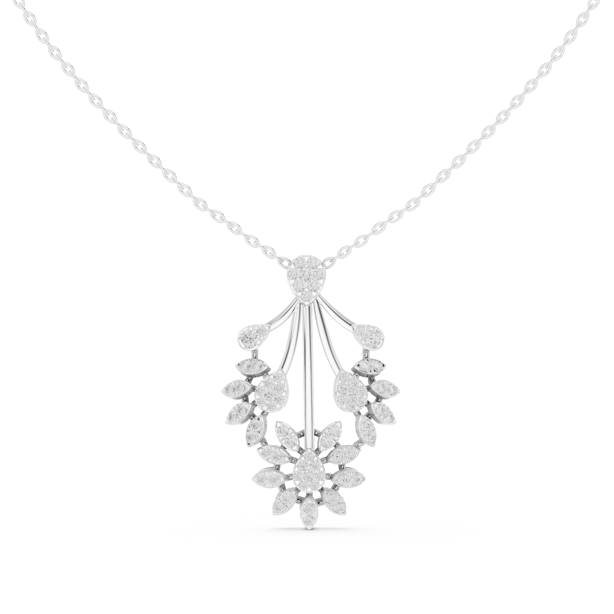 Elegant Floral Cascade Diamond Pendant