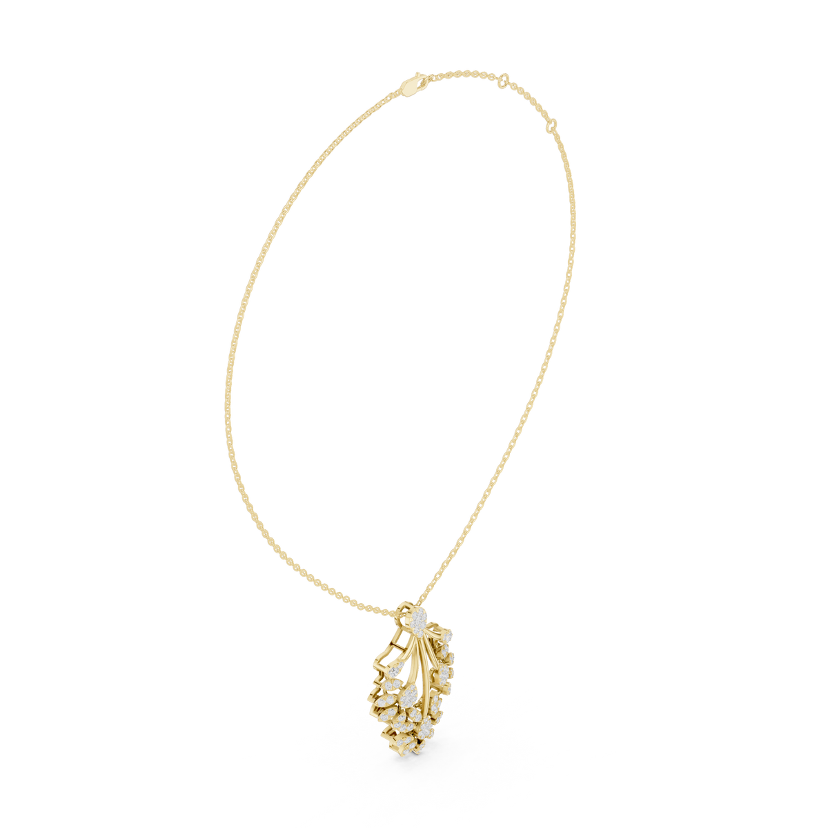 Elegant Floral Cascade Diamond Pendant