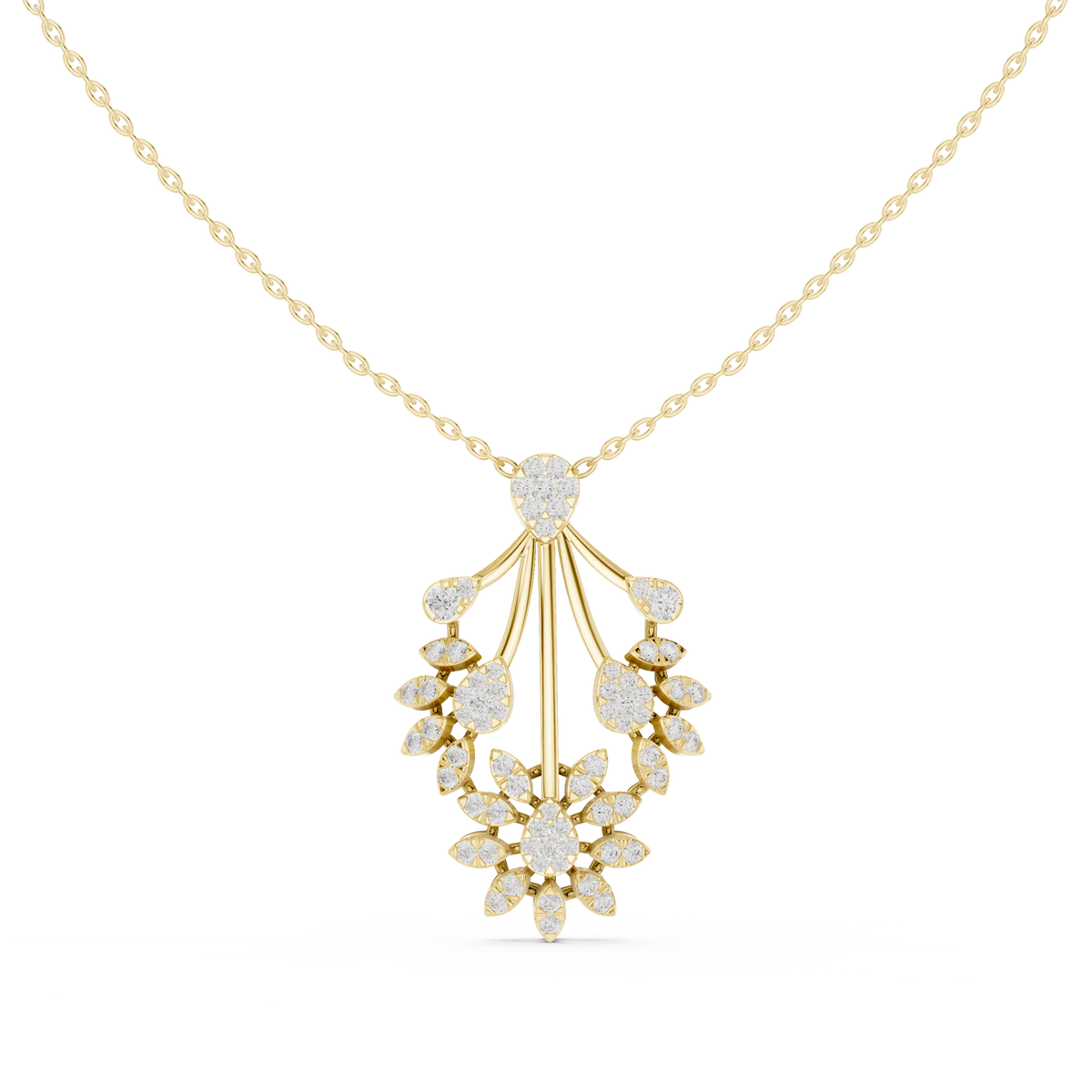 Elegant Floral Cascade Diamond Pendant