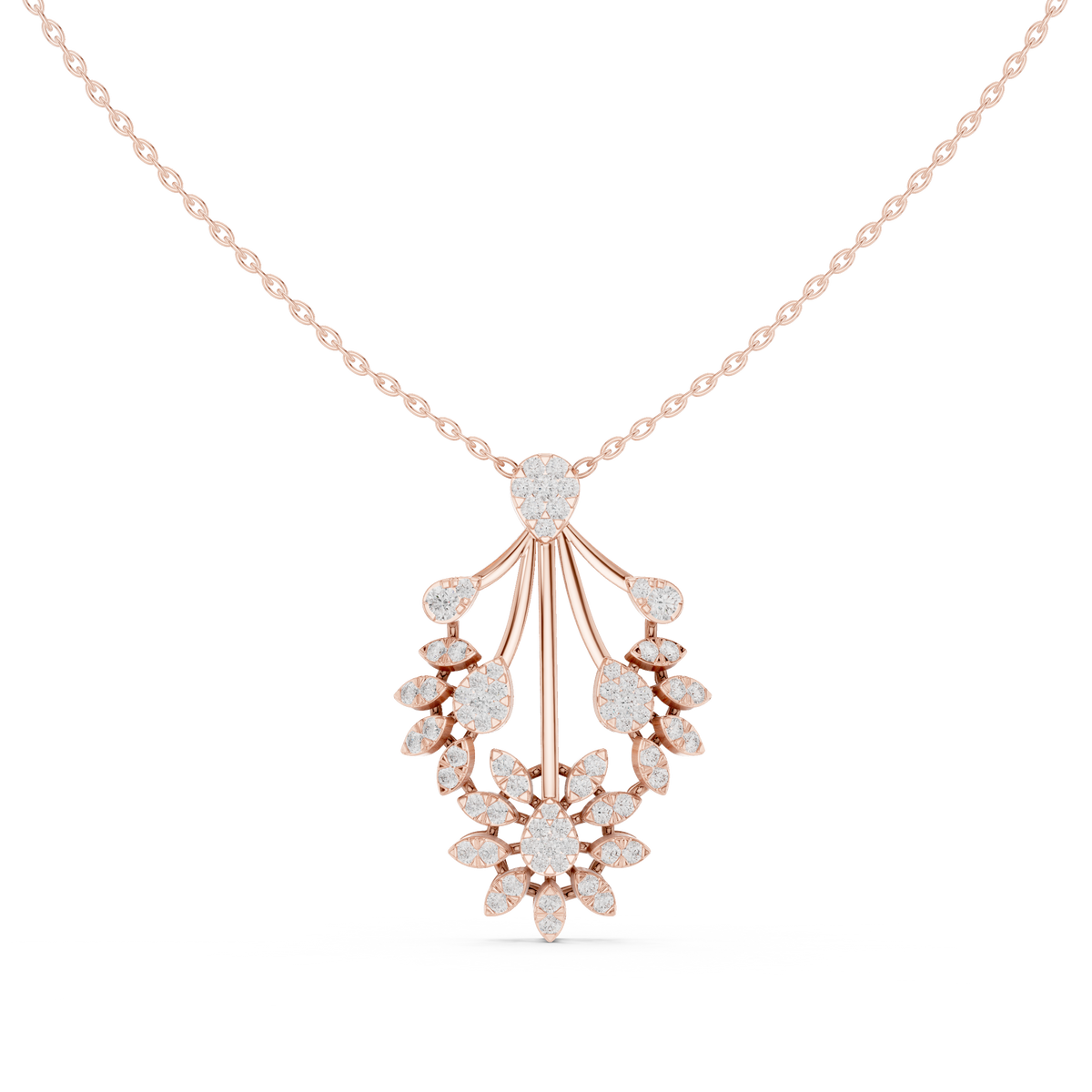 Elegant Floral Cascade Diamond Pendant