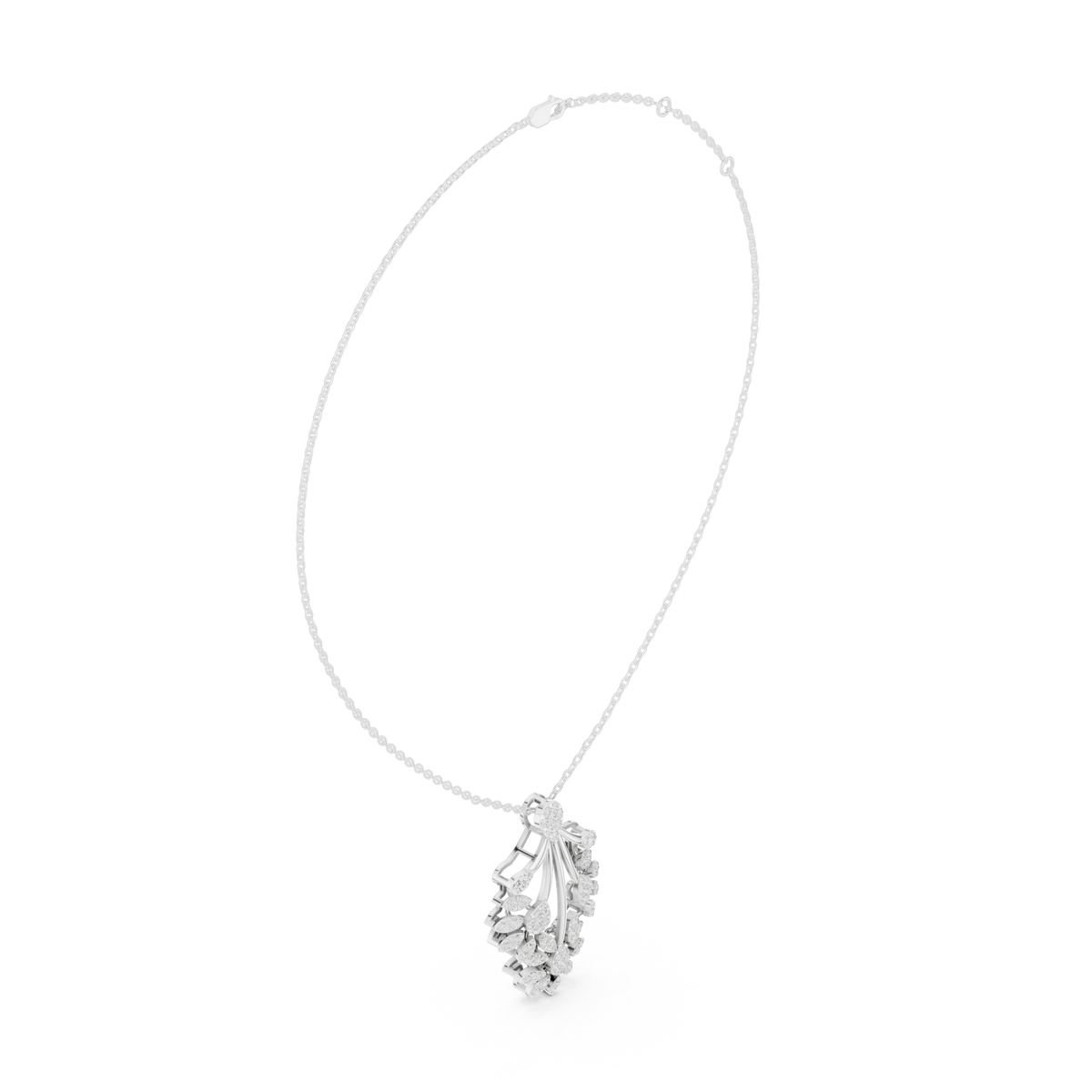 Elegant Floral Cascade Diamond Pendant