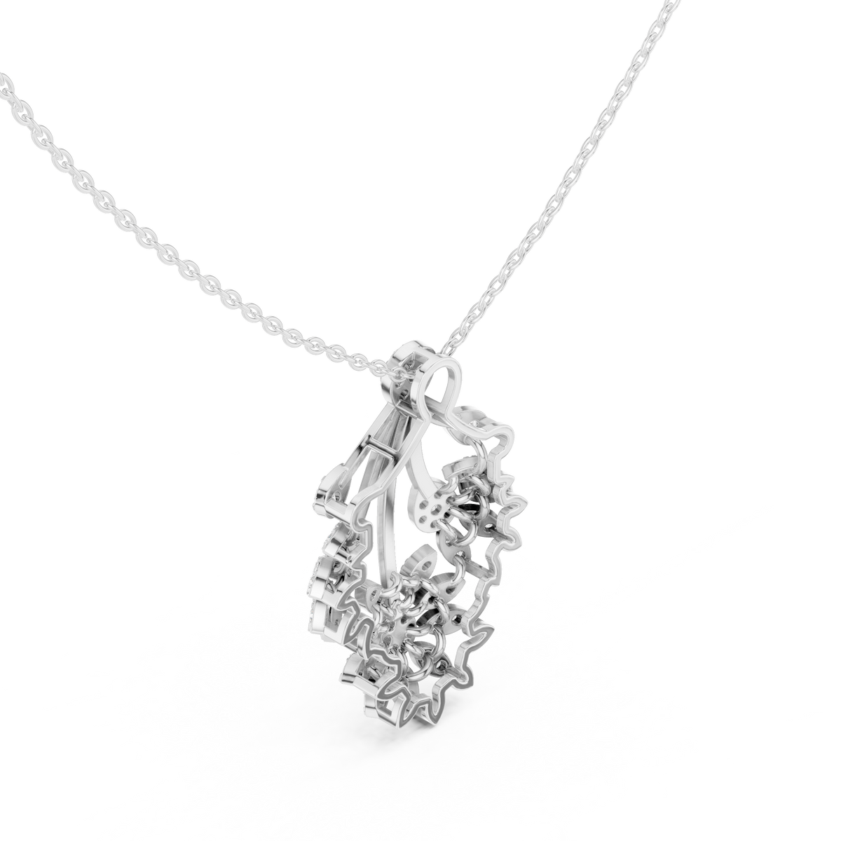 Elegant Floral Cascade Diamond Pendant