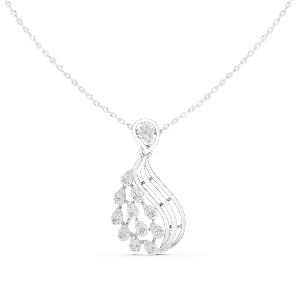 Elegant Teardrop Cascade Diamond Pendant
