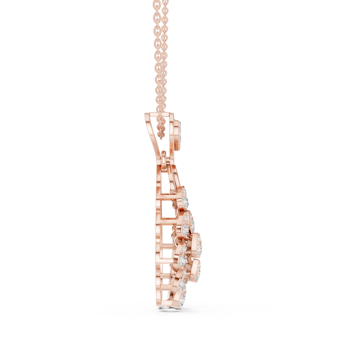 Elegant Teardrop Cascade Diamond Pendant