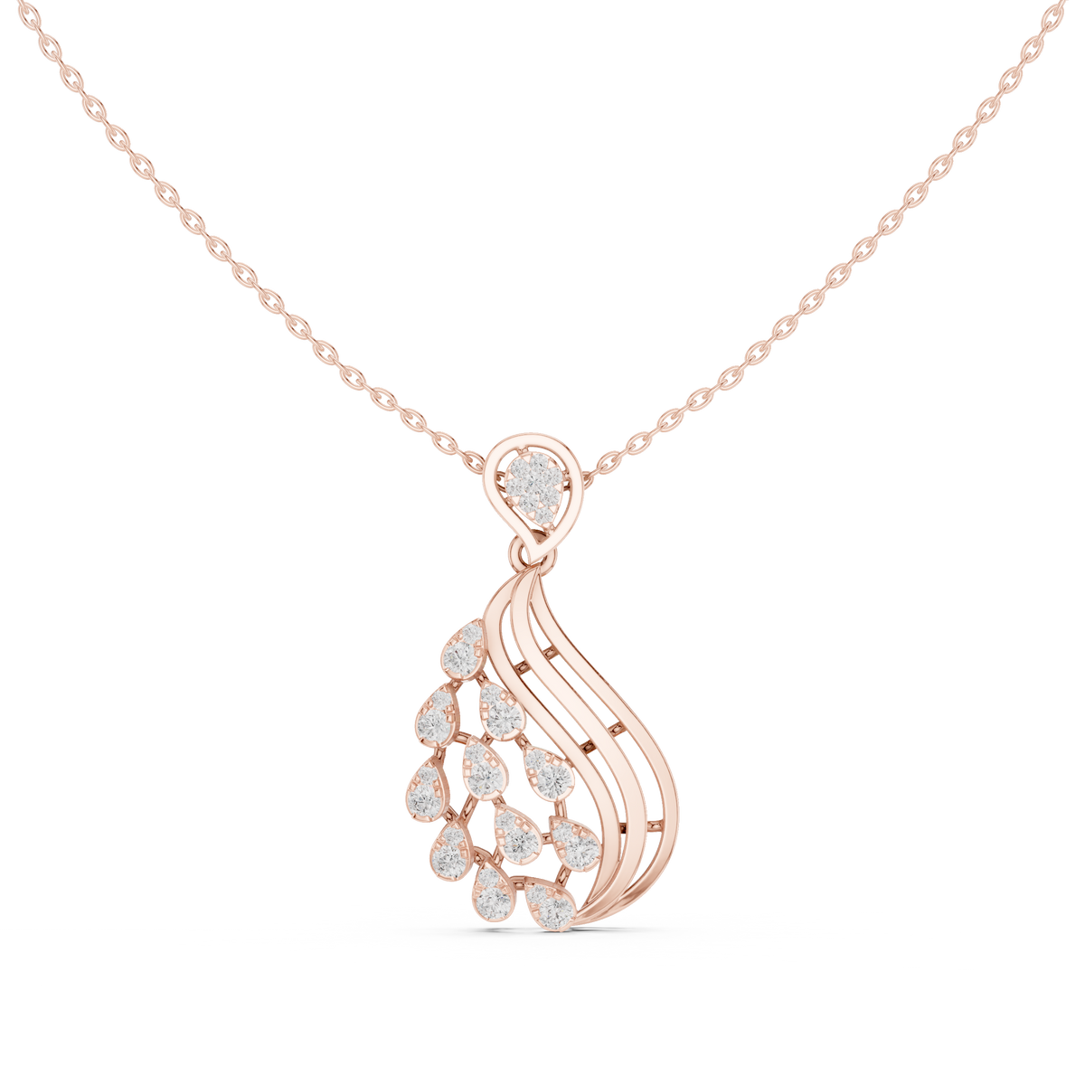 Elegant Teardrop Cascade Diamond Pendant