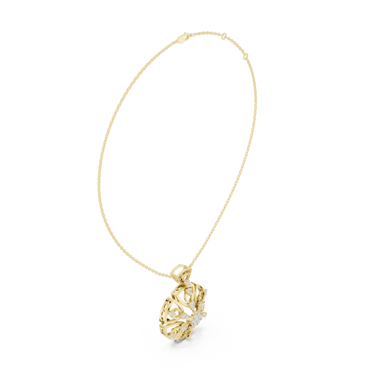 Regal Geometric Floral Diamond Pendant