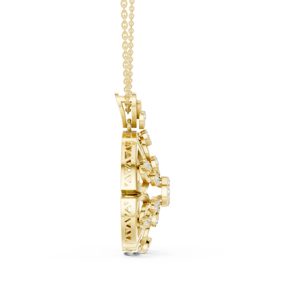 Regal Geometric Floral Diamond Pendant