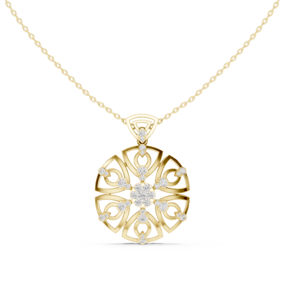 Regal Geometric Floral Diamond Pendant