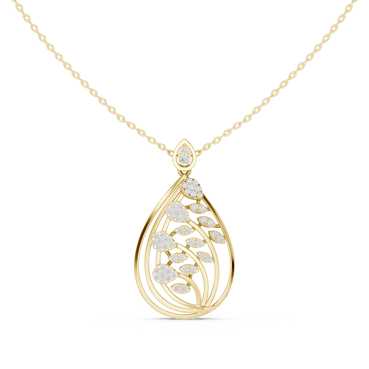 Solstice Bloom Filigree Diamond Pendant