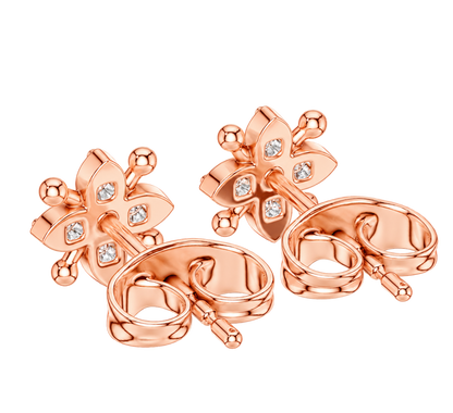 Lustrous Five Petal Diamond Studs