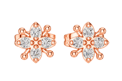 Lustrous Five Petal Diamond Studs