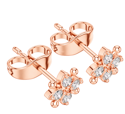 Lustrous Five Petal Diamond Studs