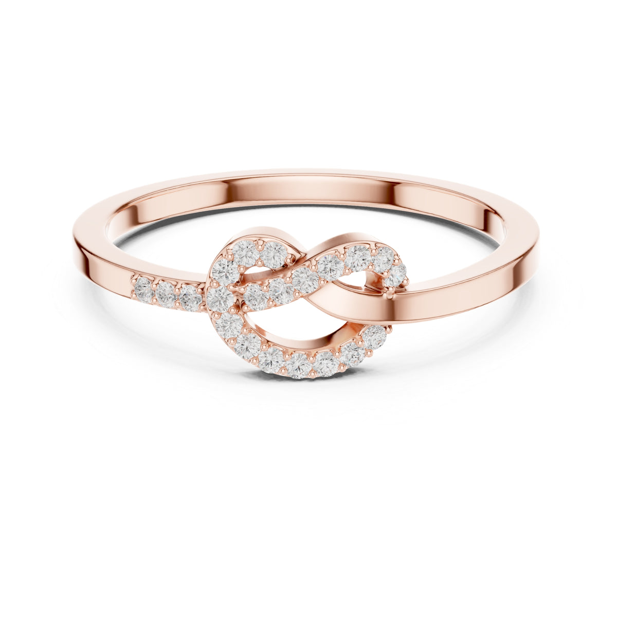 Liora Knot Round Lab Grown Diamond Ring in Gold for Women's Infinity Style for Everyday & Gifting