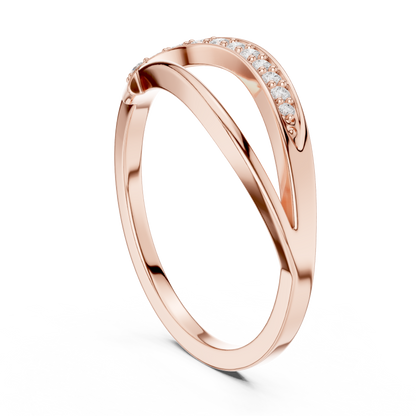 Golden Crossover Pavé Ring