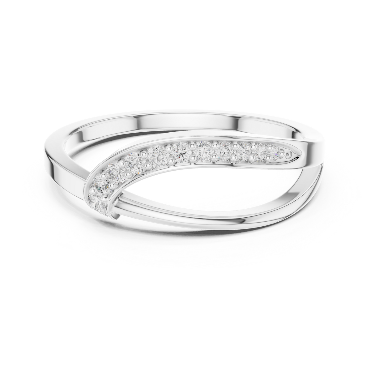 Golden Crossover Pavé Ring
