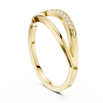 Golden Crossover Pavé Ring