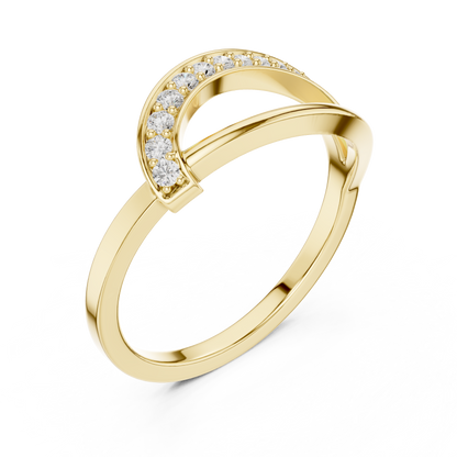 Golden Crossover Pavé Ring