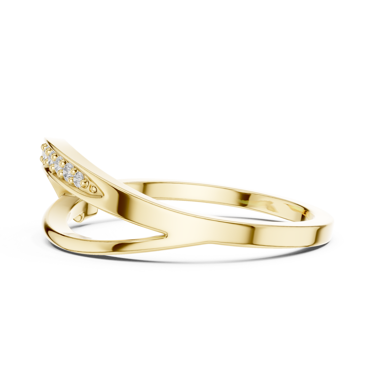 Golden Crossover Pavé Ring