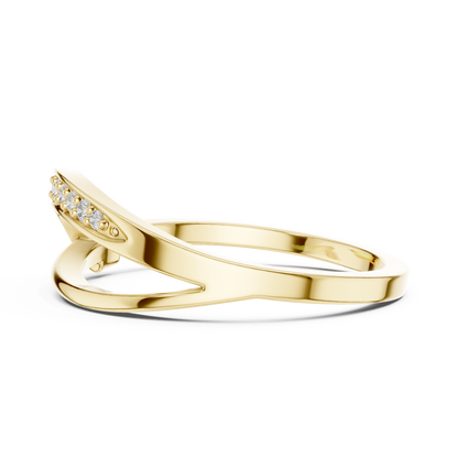 Golden Crossover Pavé Ring