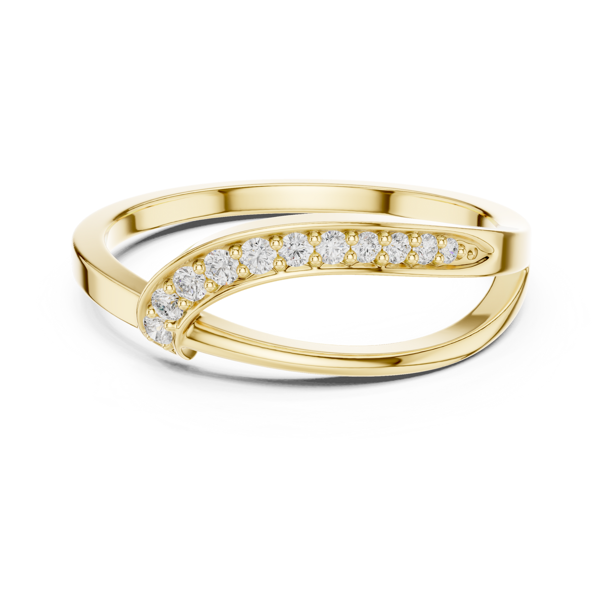 Golden Crossover Pavé Ring