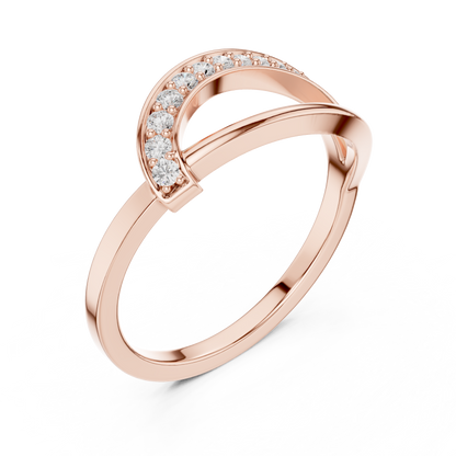 Golden Crossover Pavé Ring