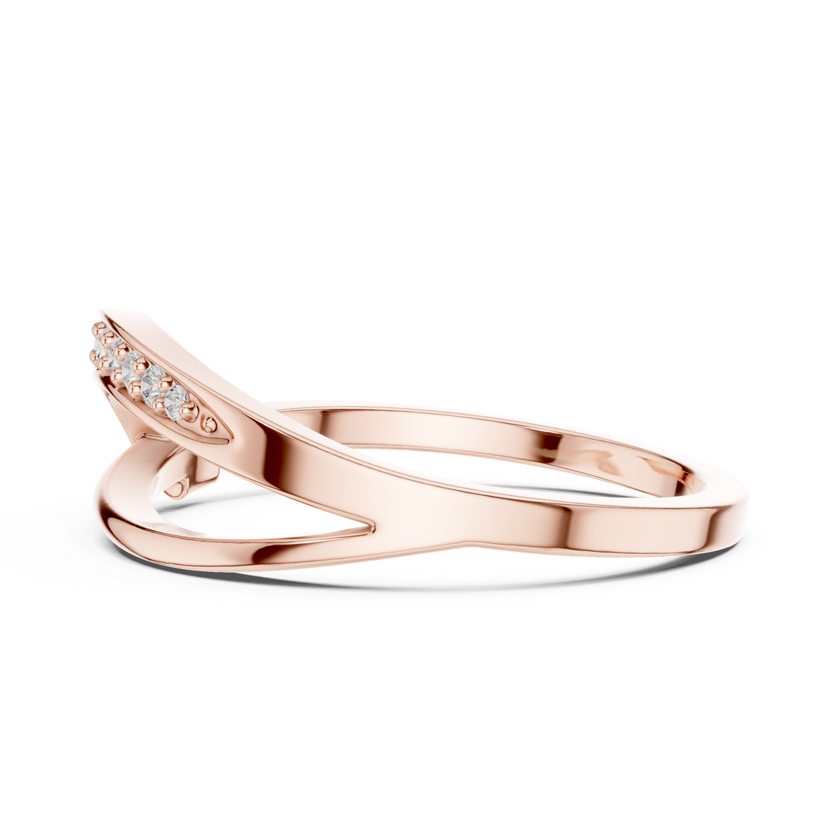 Golden Crossover Pavé Ring