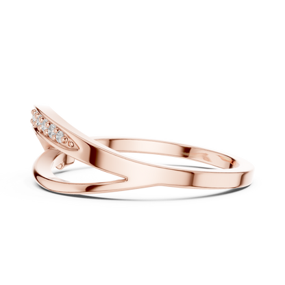 Golden Crossover Pavé Ring