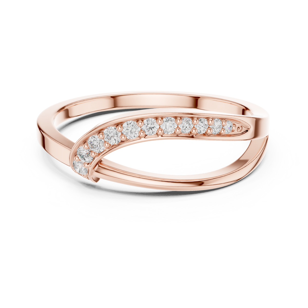 Golden Crossover Pavé Ring