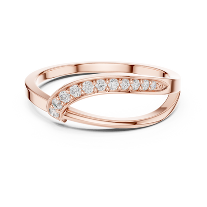 Golden Crossover Pavé Ring