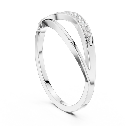 Golden Crossover Pavé Ring